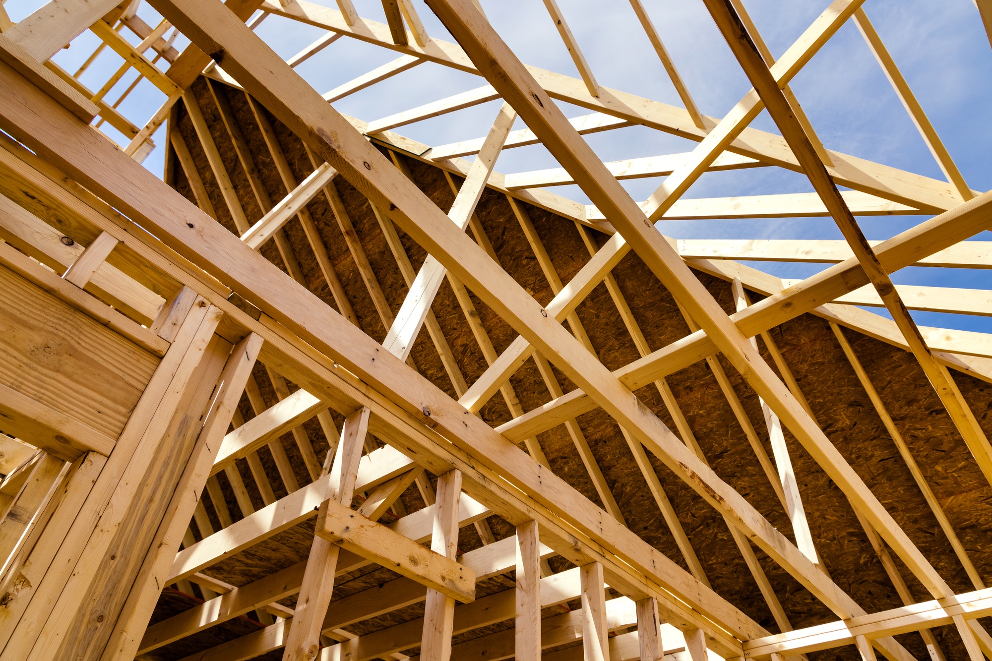 A framework is being constructed for new house.